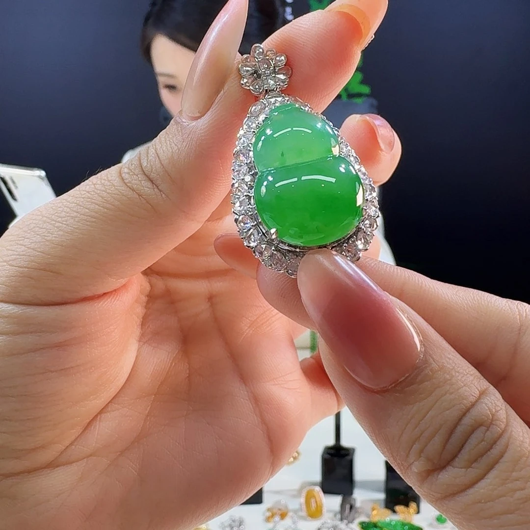 翡翠18K金镶嵌吊坠(不含链)18k镶嵌