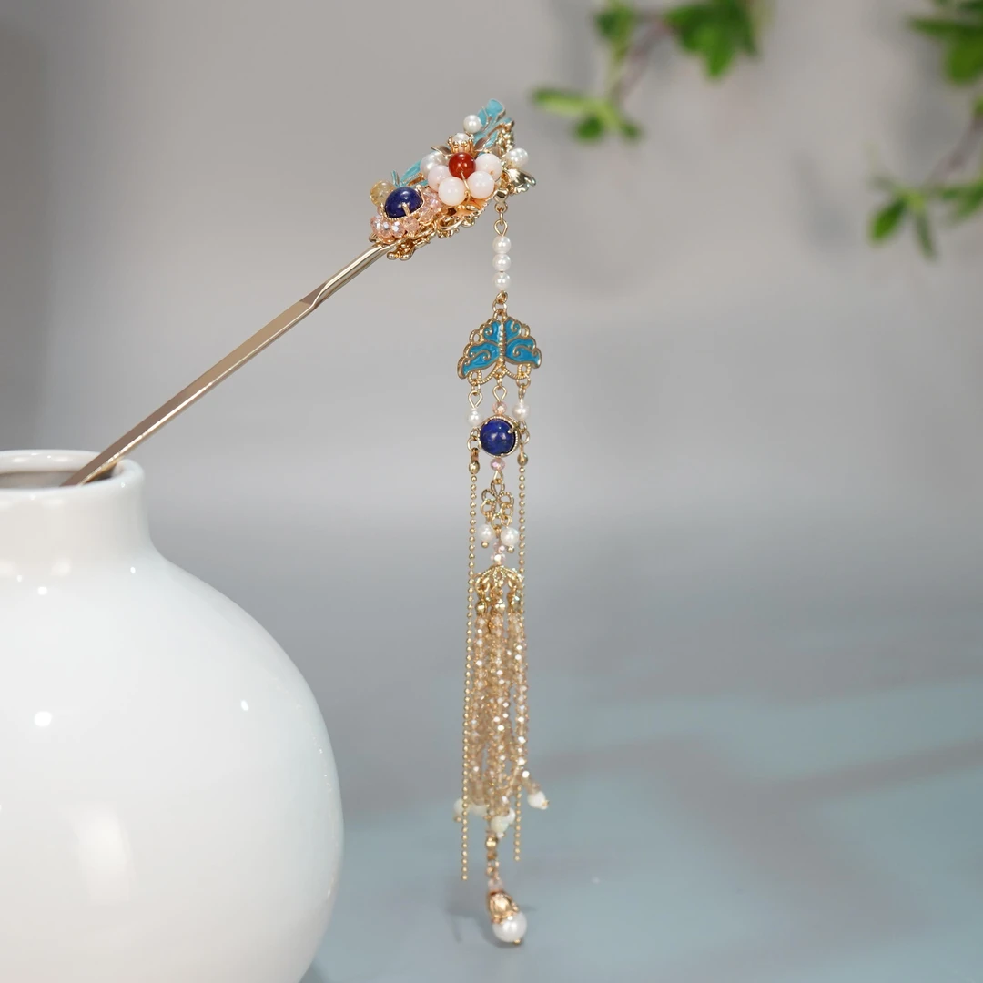 [绾禾]古悦倾城古风汉服发饰短流苏盘发