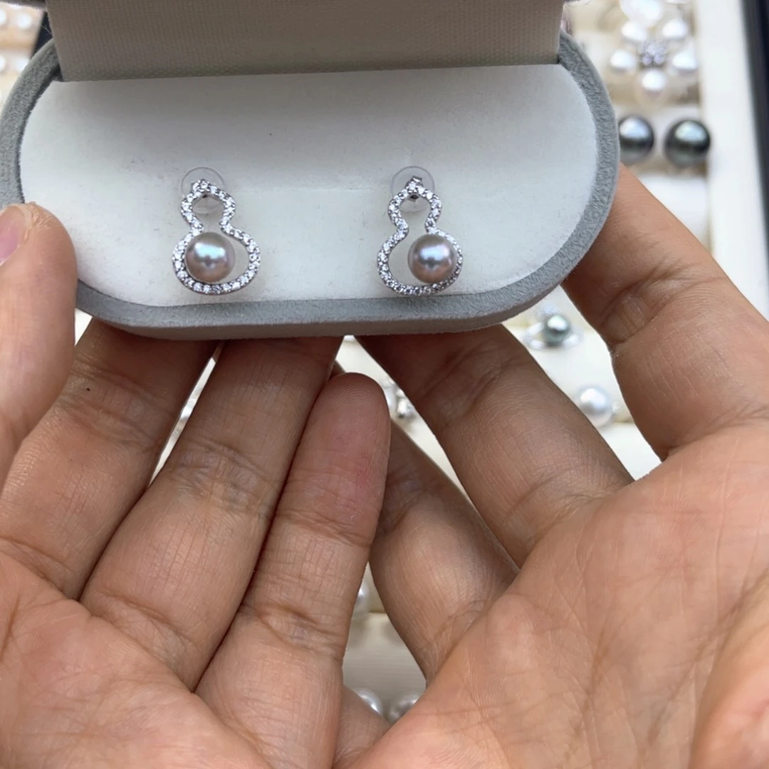 银S925镶嵌海水珍珠耳饰
