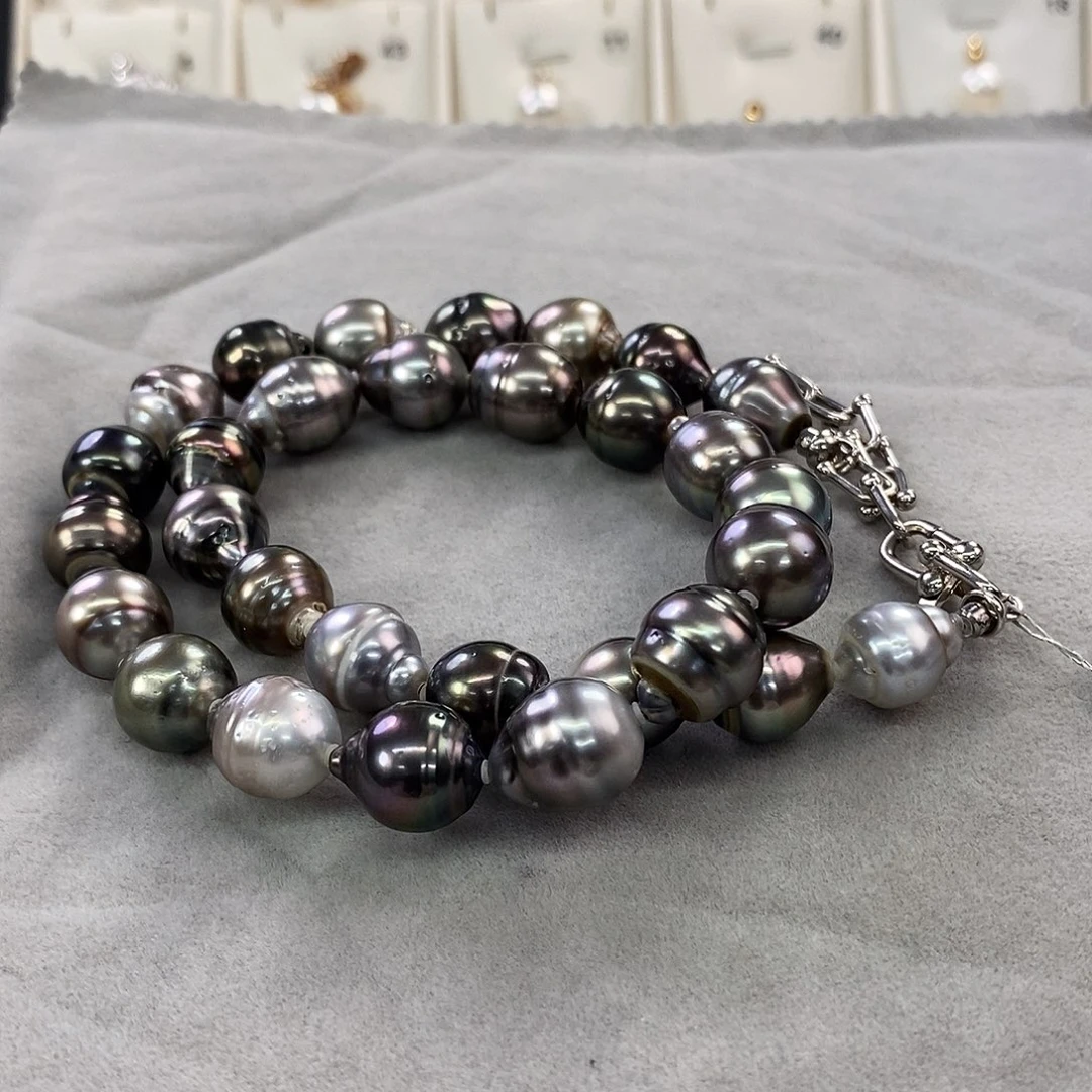 项链海水珍珠未镶嵌大溪地10-12