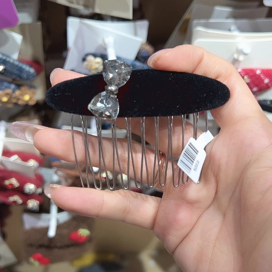 羽毛不锈钢蝴蝶结钻插梳