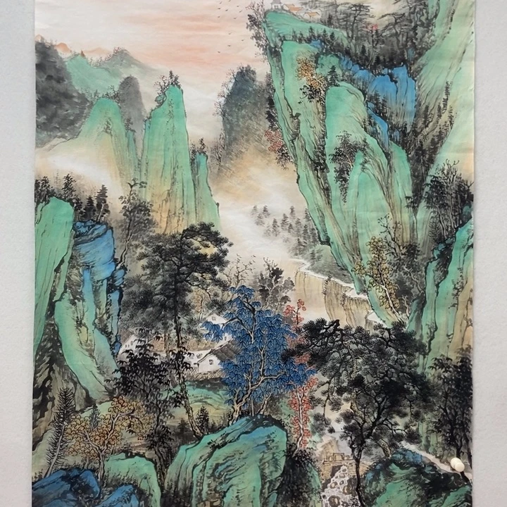 国画大青绿六尺竖幅的