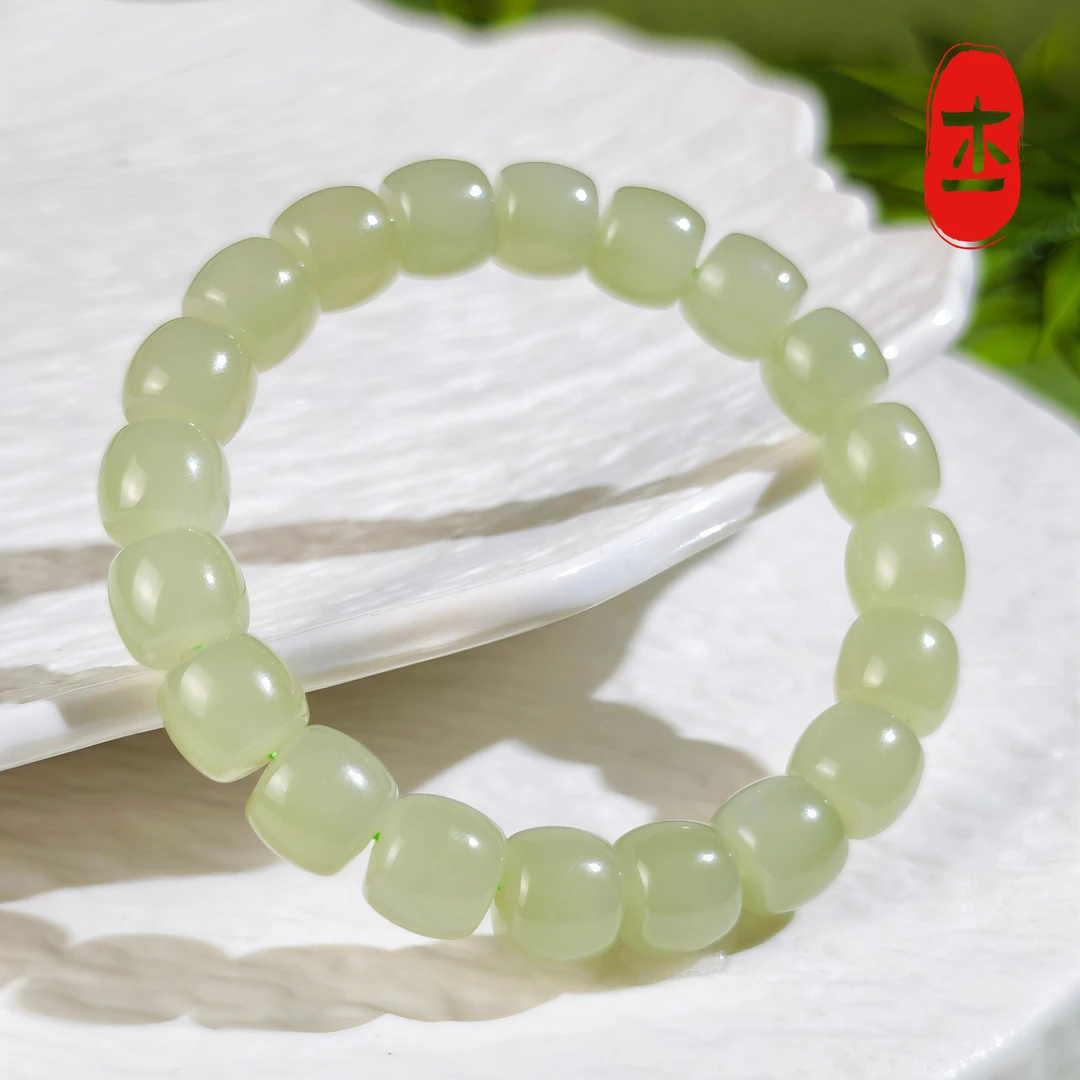 【央广】10mm天然和田玉高冰晴水直切和田玉手串