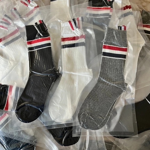 tb袜子女ins学院风潮流百搭红白蓝条纹中筒袜男女同款小腿袜棉袜