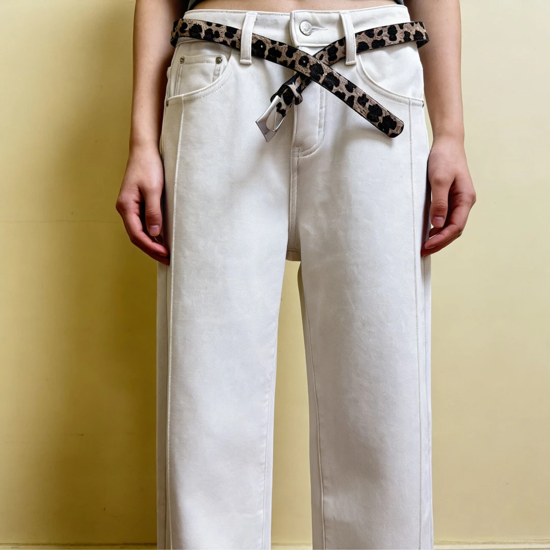 【浮光锦】小直筒七分裤加绒加厚冬季牛仔裤白色简约韩系