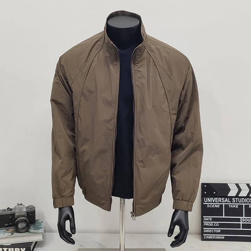 美式工装立领夹克男士春秋痞帅简约复古高级感休闲潮牌短款外套