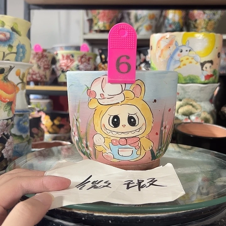 景德镇幸运花盆手绘韩式花盆