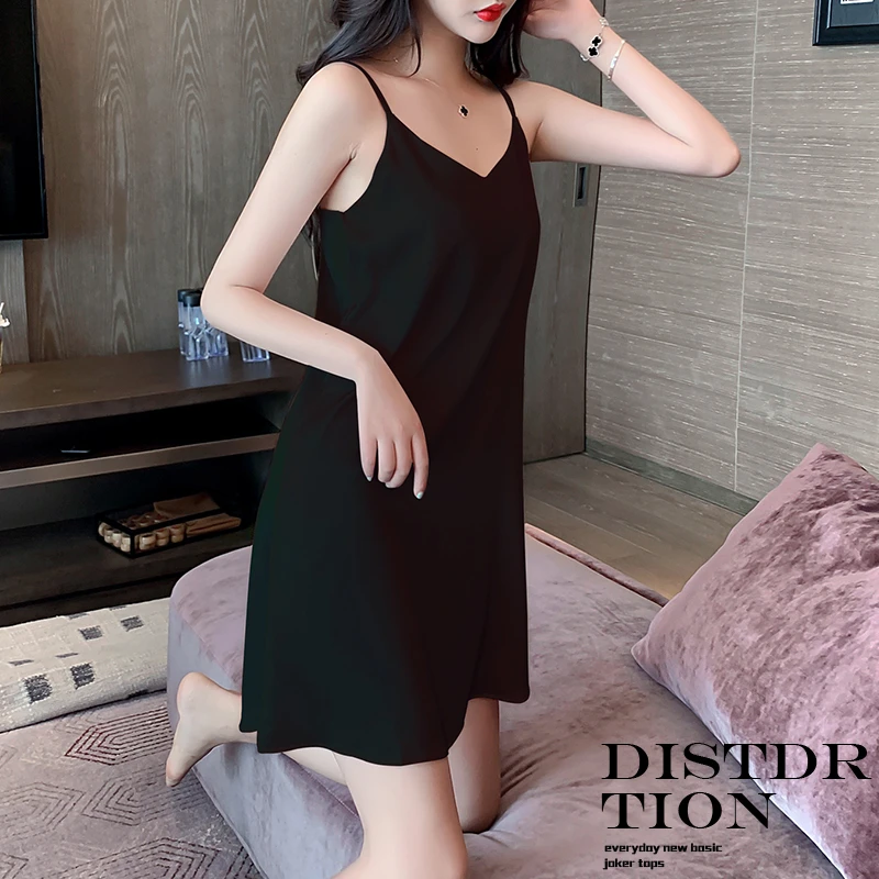 凉感冰丝睡裙女吊带无袖夏季胸垫睡衣夏天薄款性感2025新款家居服