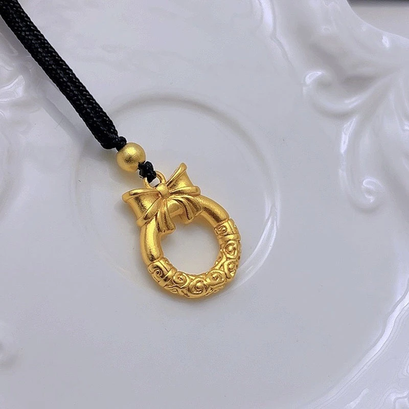 吊坠 1267-中国风复古金色在逃公主平安扣吊坠