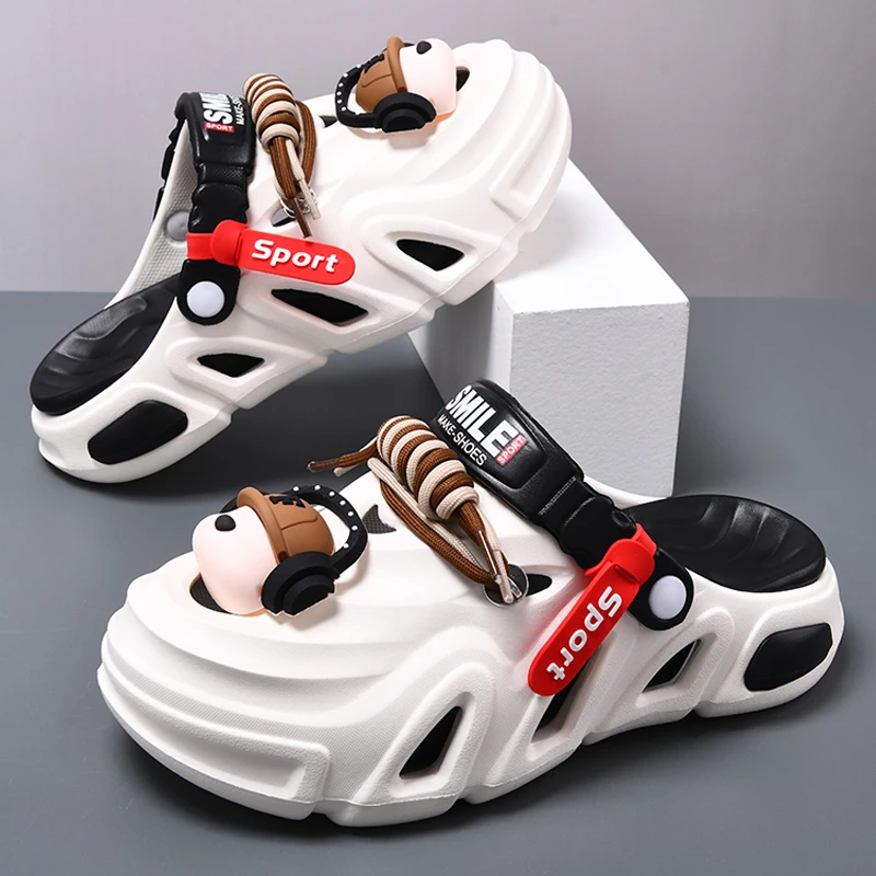 时尚洞洞鞋男士夏季潮新款镂空透气防滑防臭户外钓鱼百搭个性拖鞋