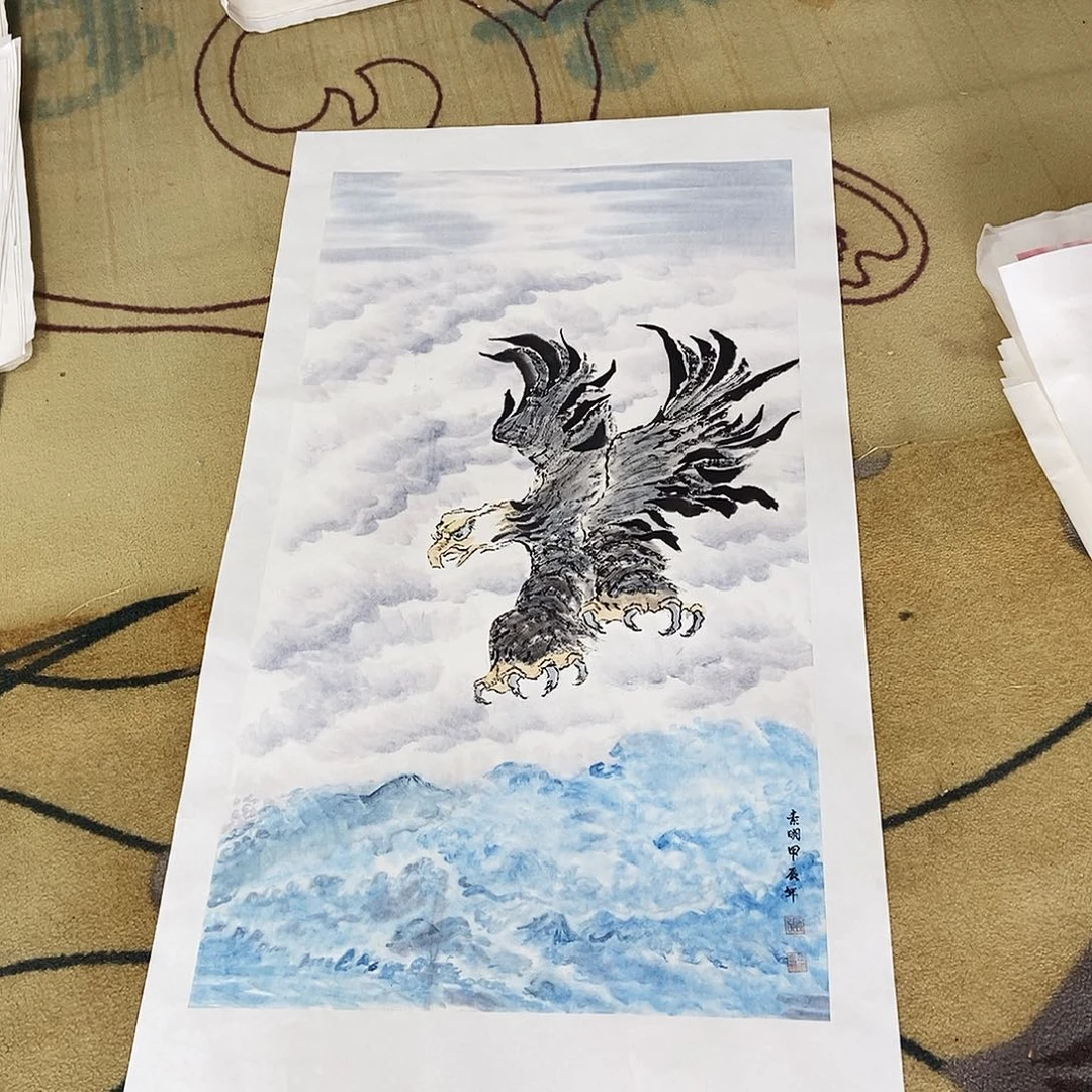 国画聆****声50/100张素明手绘托心