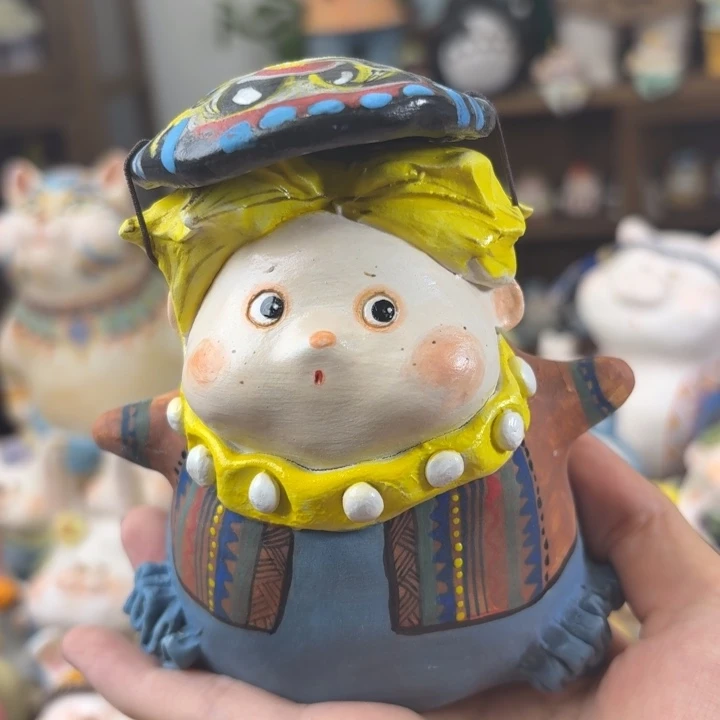 陶土面具男孩纯手工