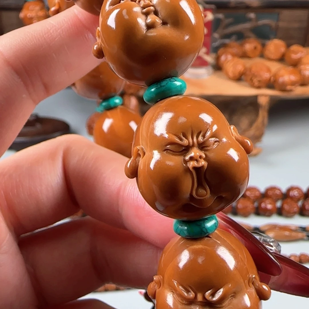 橄榄核手串/手链宽2.2老树铁核人生百态小胖爷