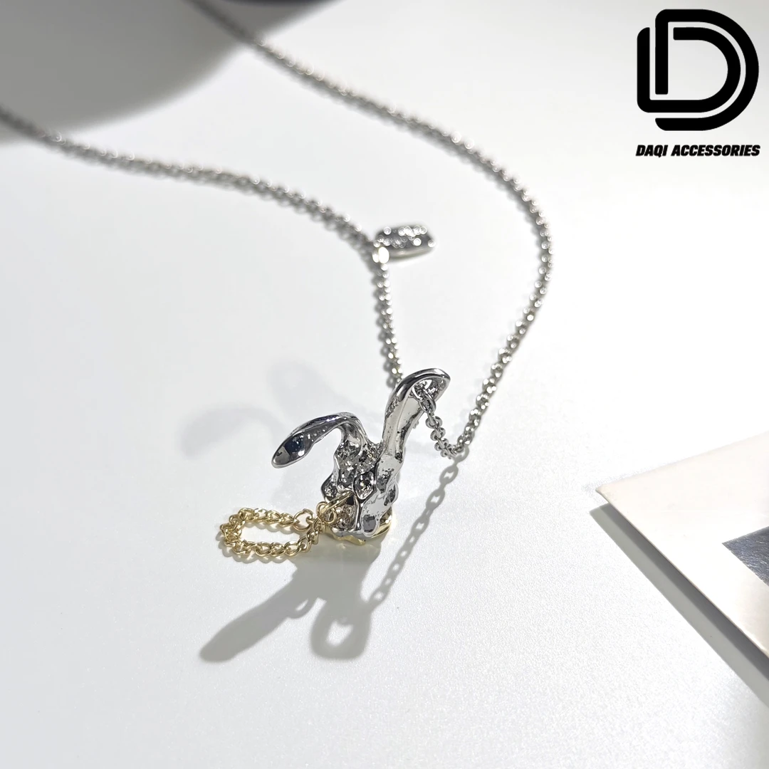 铜合金项链 1591大淇原创潮流个性小众设计兔头吊坠项链