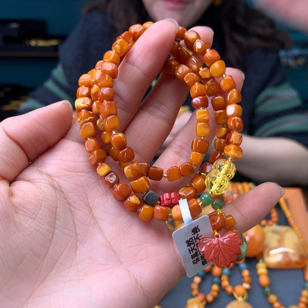 琥珀未镶嵌手串微瑕