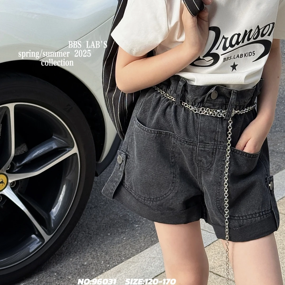 6031儿童女童花边牛仔短裤