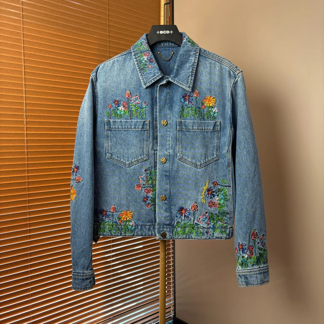 95新 LouisVuitton/路易威登 （jp）303花卉刺绣牛仔夹克 48码