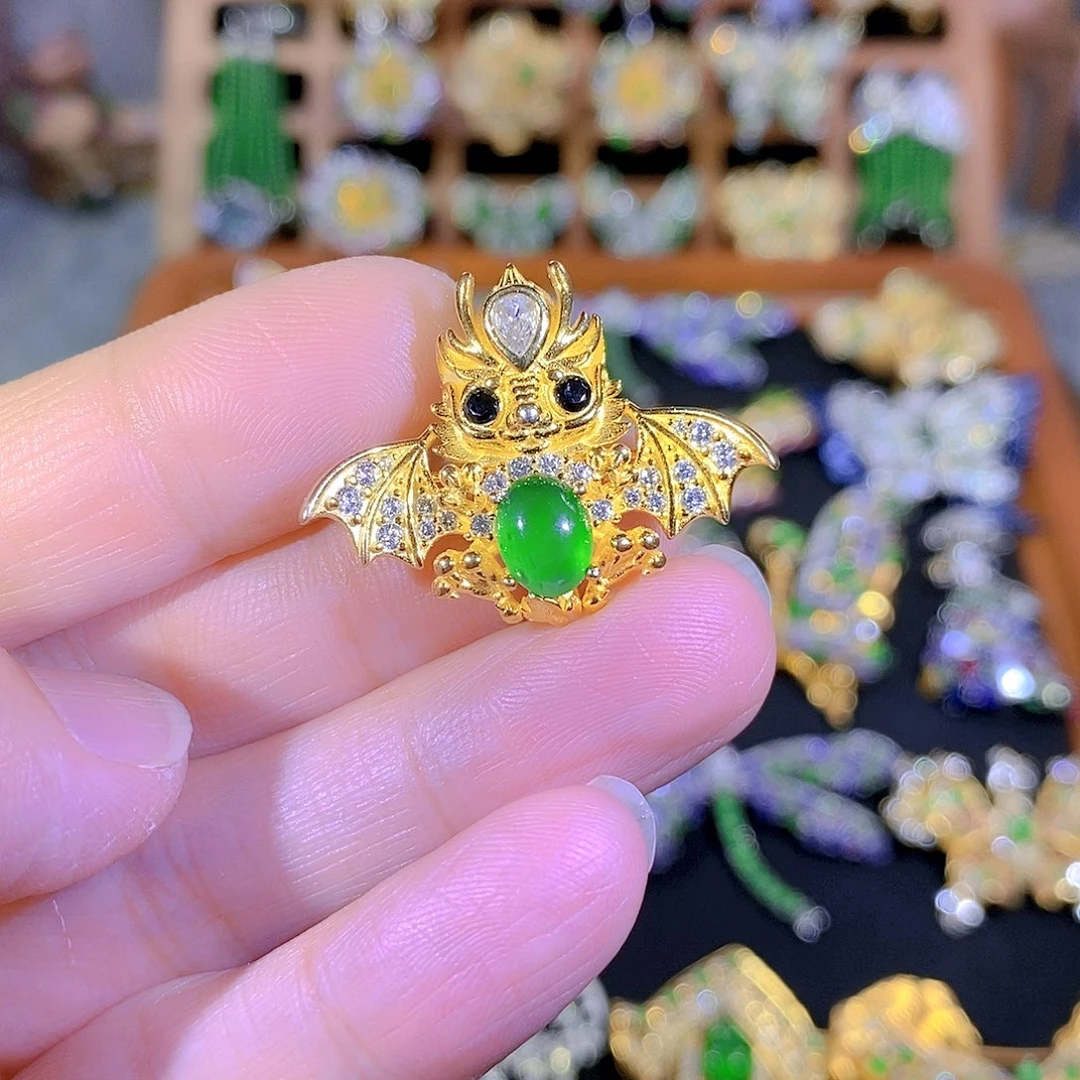 吊坠(不含链)银S925镶嵌翡翠