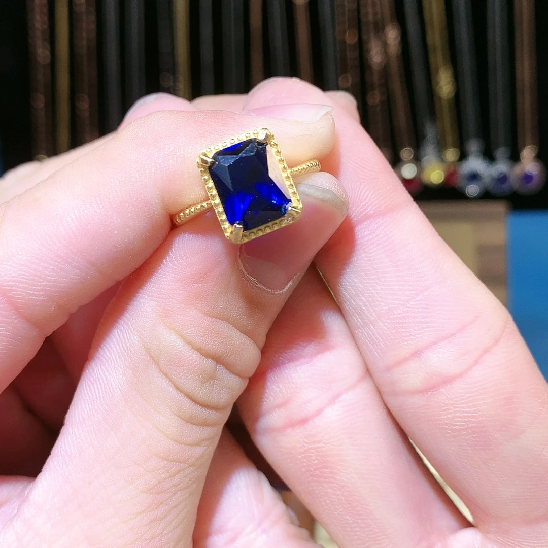 蓝宝石戒指银S925镶嵌