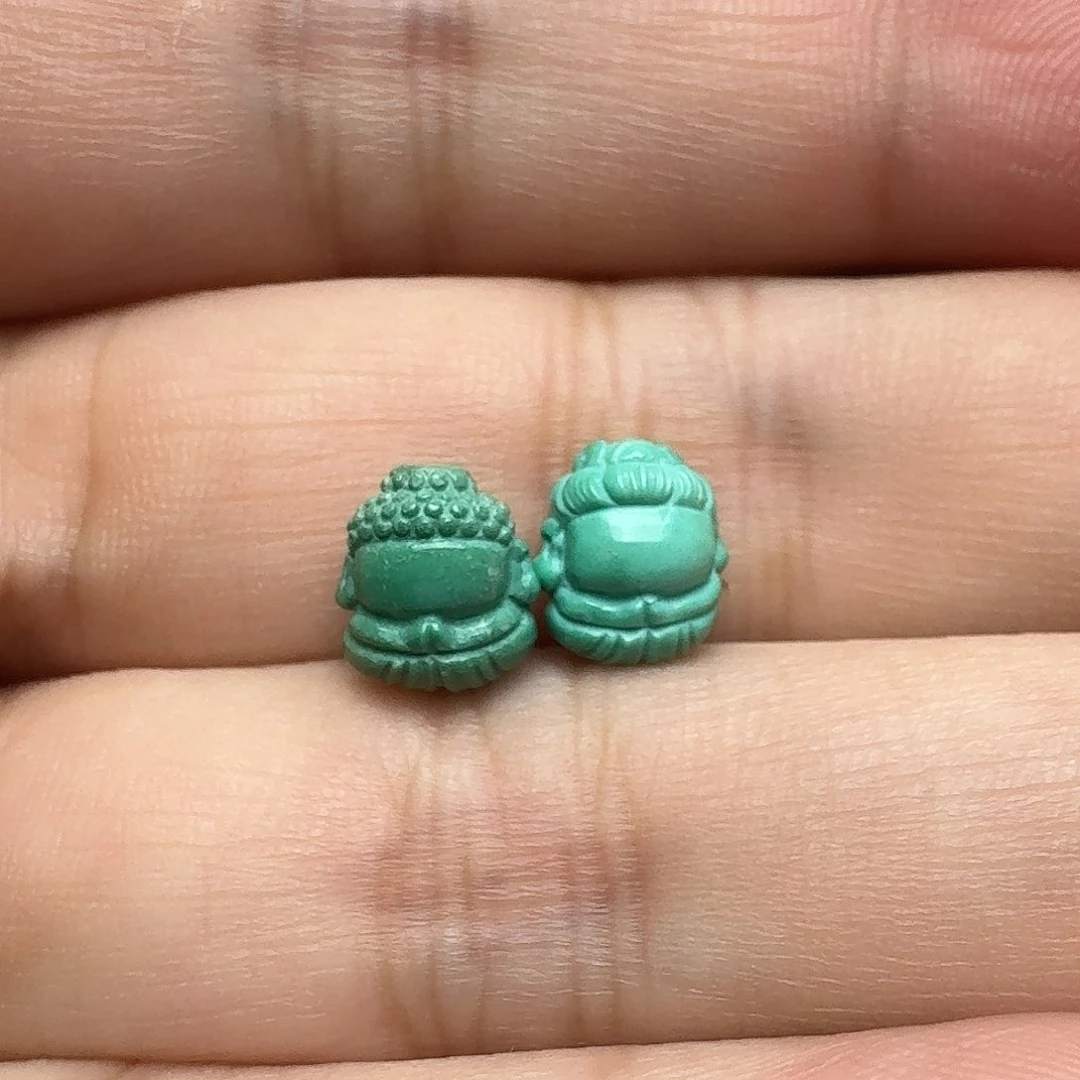 绿松石未镶嵌宝宝无相一对