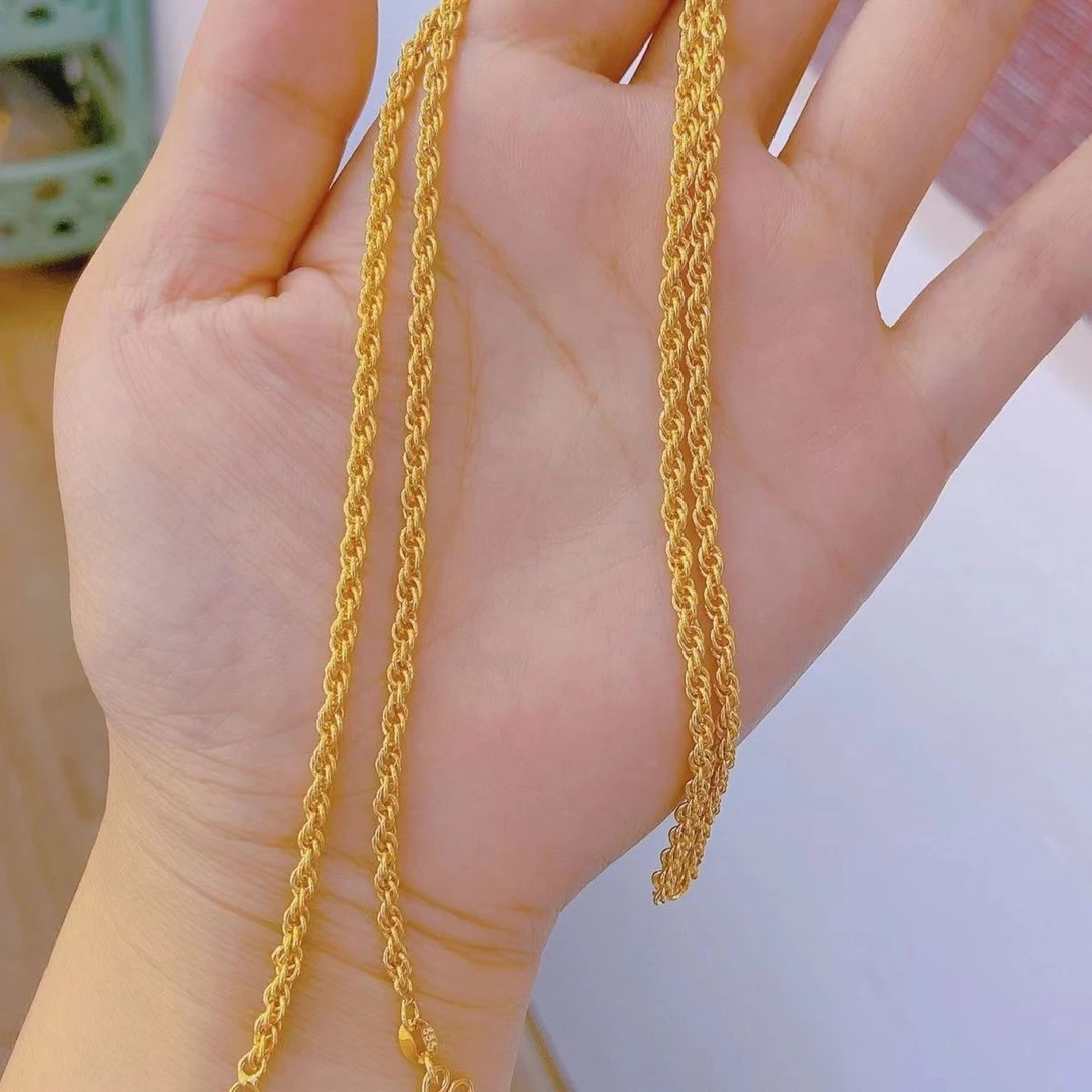 合金项链 男女同款细麻花项链（60cm 13克) 百搭时尚万能链情侣款