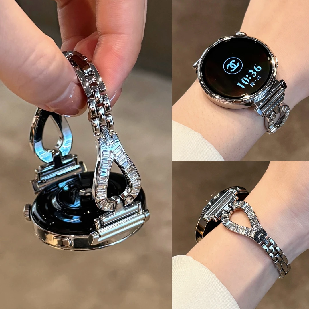 适用华为gt5贵气镂空水滴镶钻金属gt6手表表带watch3watch4GT3GT4