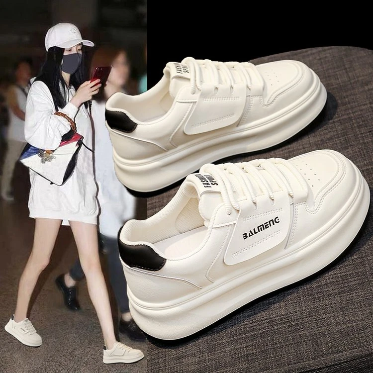 单里-加绒爆款厚底增高小白鞋女2025秋冬季新款百搭休闲板鞋松糕