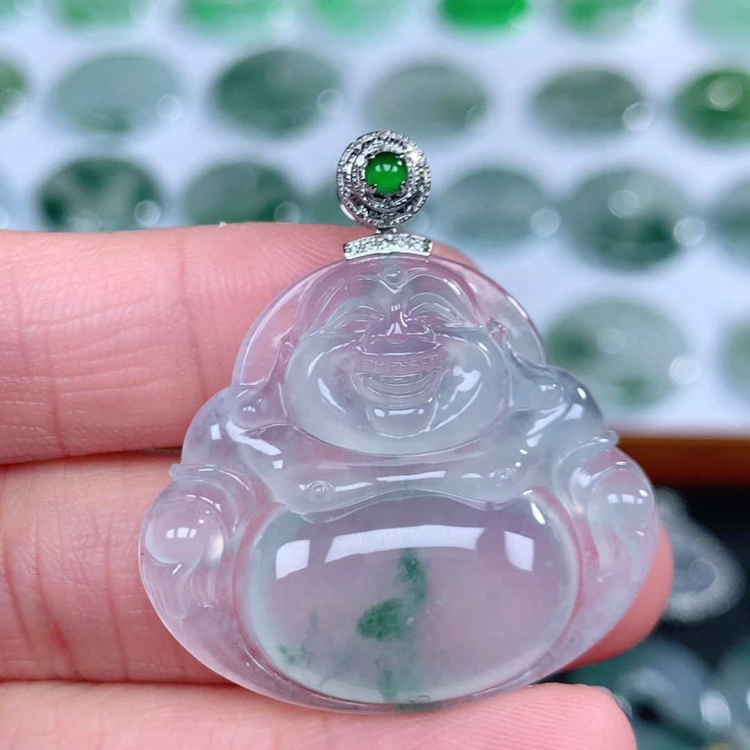 翡翠18K金镶嵌吊坠(不含链)38-34.5-5.7