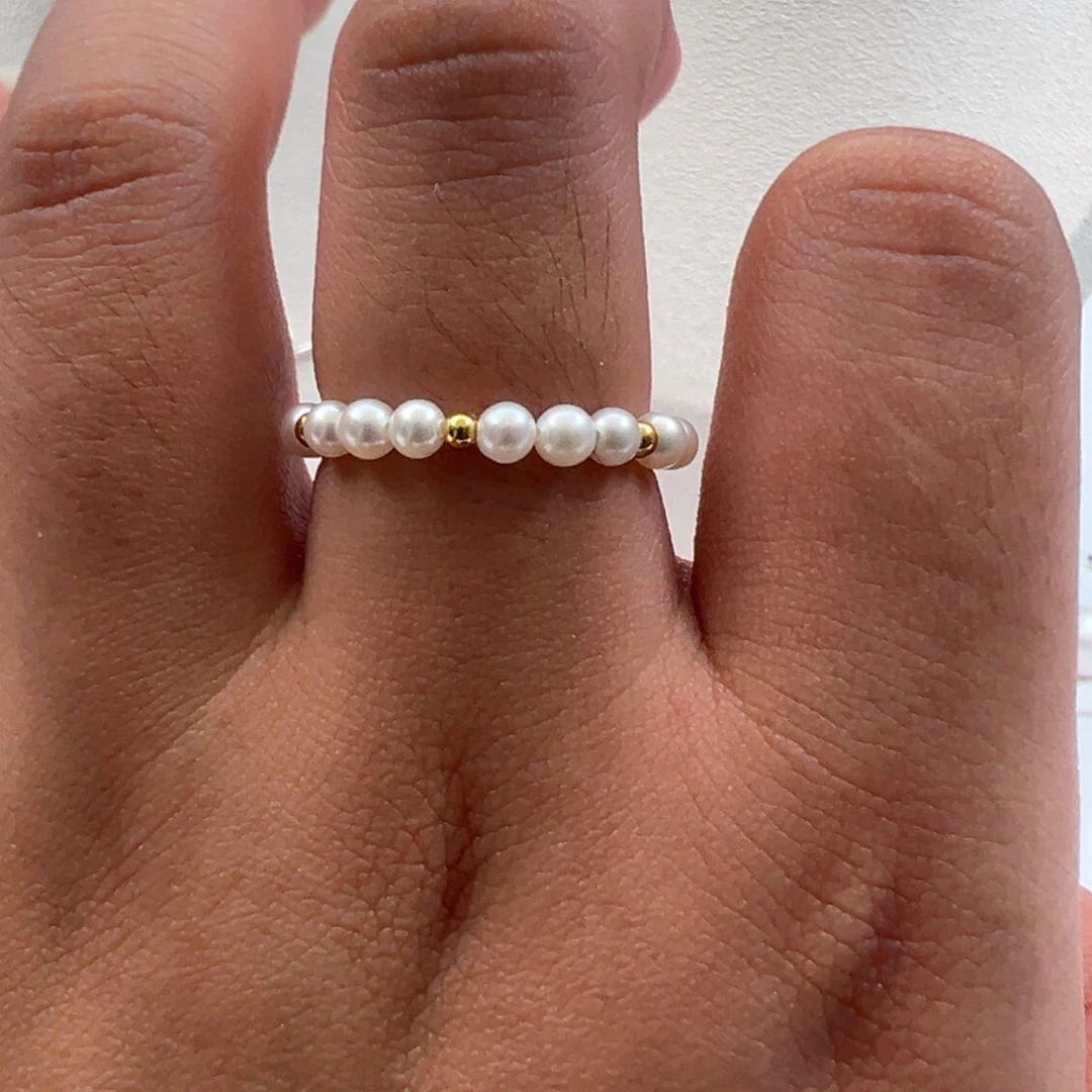 银S925镶嵌戒指淡水珍珠