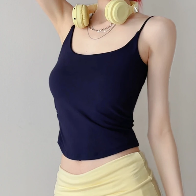 黑色打底吊带背心女夏季薄款带胸垫一体固性感辣妹上衣可外穿内搭