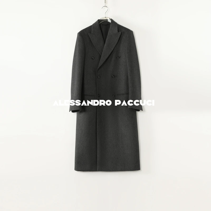 AP洛哥54009DY【限量黑标/雾都遐想】绵羊毛山羊绒双排扣戗驳领大衣
