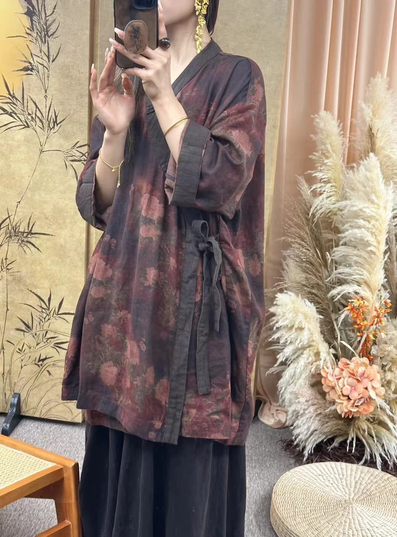 (老钱推荐)麻雀家中长裤系带茶服