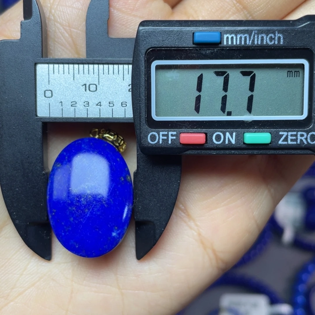 青金石银S925镀金镶嵌蛋面吊坠