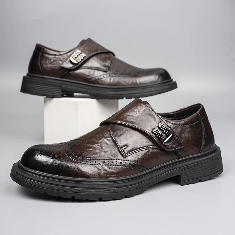 夏季牛皮男士皮鞋真皮商务休闲英伦风一脚蹬软皮男鞋85616