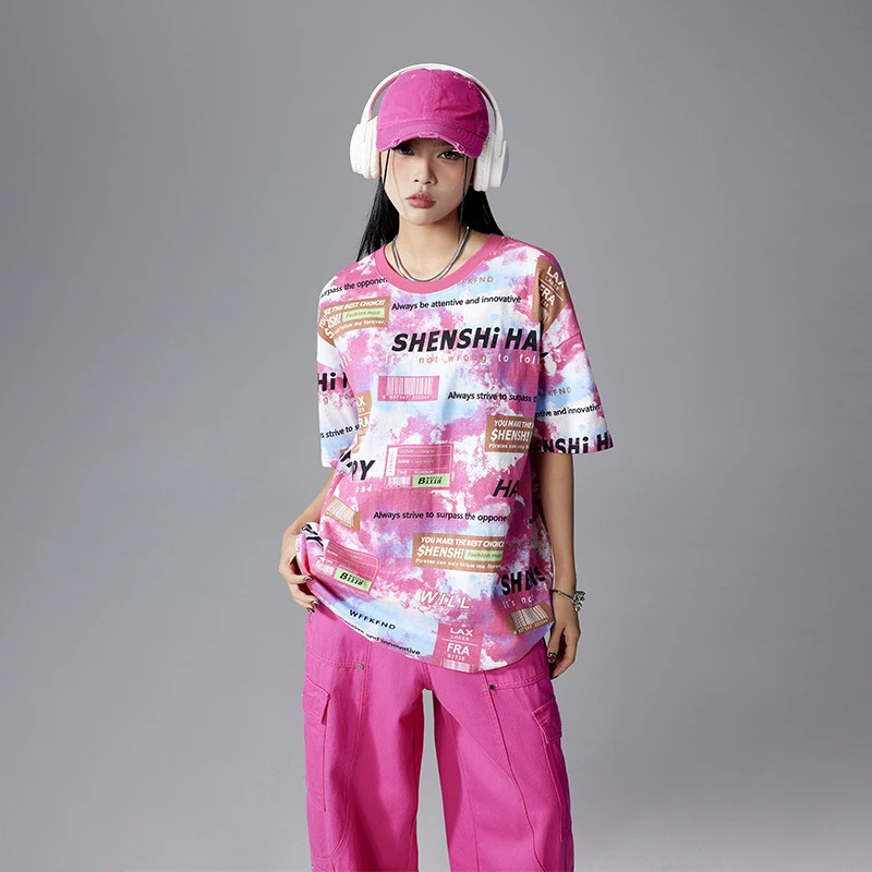 【Umi专属】拓谷美式高街短袖T恤女中长款夏季新款宽松潮牌X50479