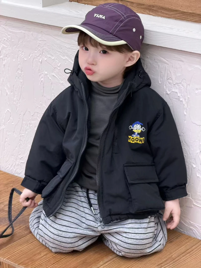 2025冬季加绒棉加厚卡通薯条休闲男女通用婴童小童套装