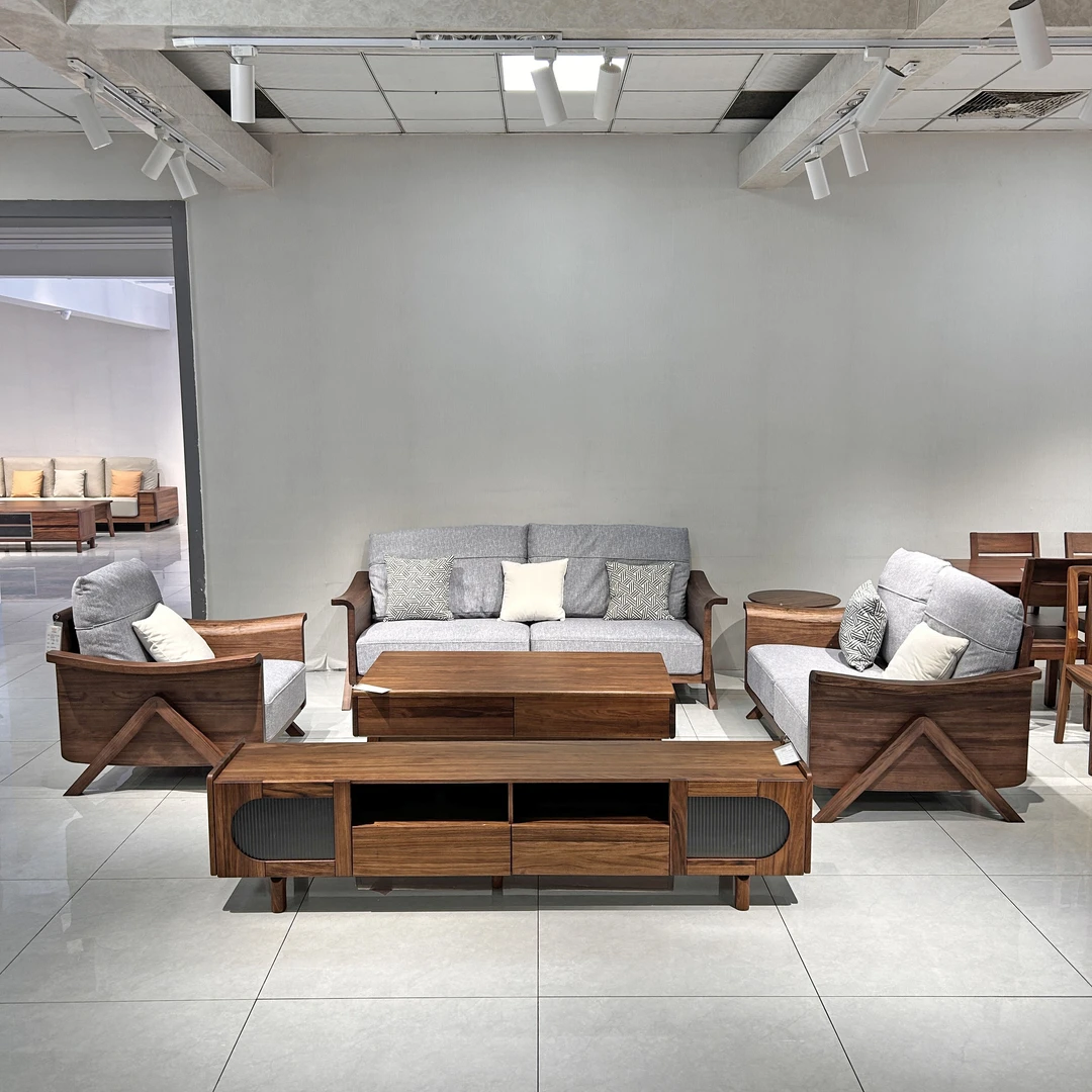 方元家具高品质乌金木轻奢123沙发茶几电视柜组合