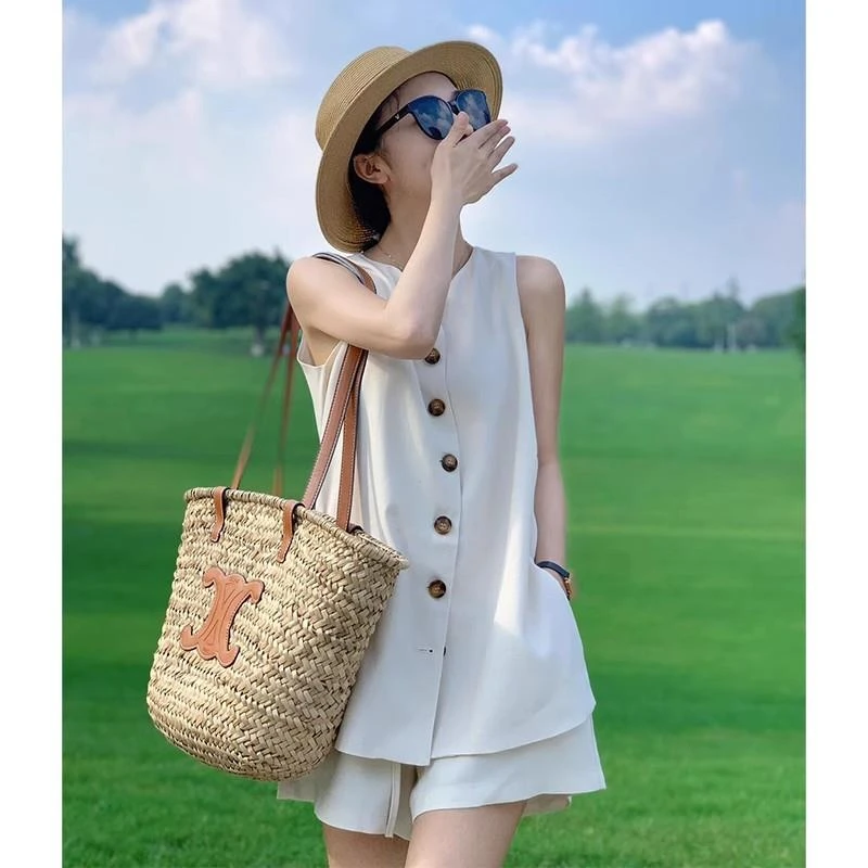 时尚休闲套装女夏季2025新款高级感小香风品质无袖背心短裤两件套