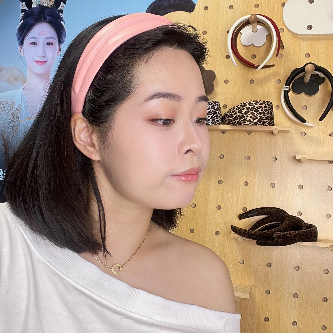 韩国高级感皮革宽边发箍女秋冬高颅顶压发头箍气质洋气高端发饰品