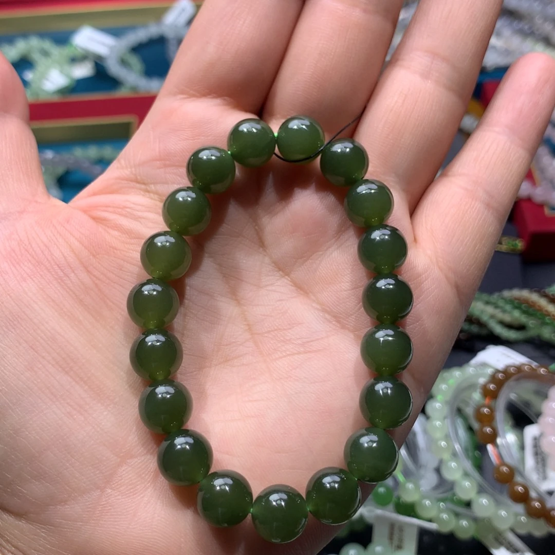 未镶嵌手串和田玉卡10湖水绿