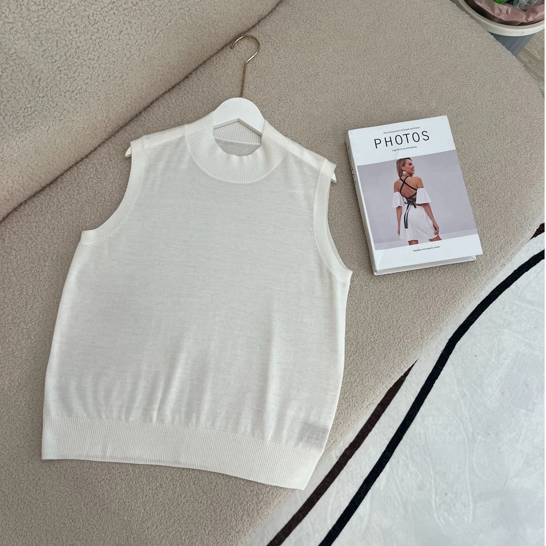 【经典】68支精纺羊绒背心女秋冬无袖打底针织衫半高领通勤吊带y28