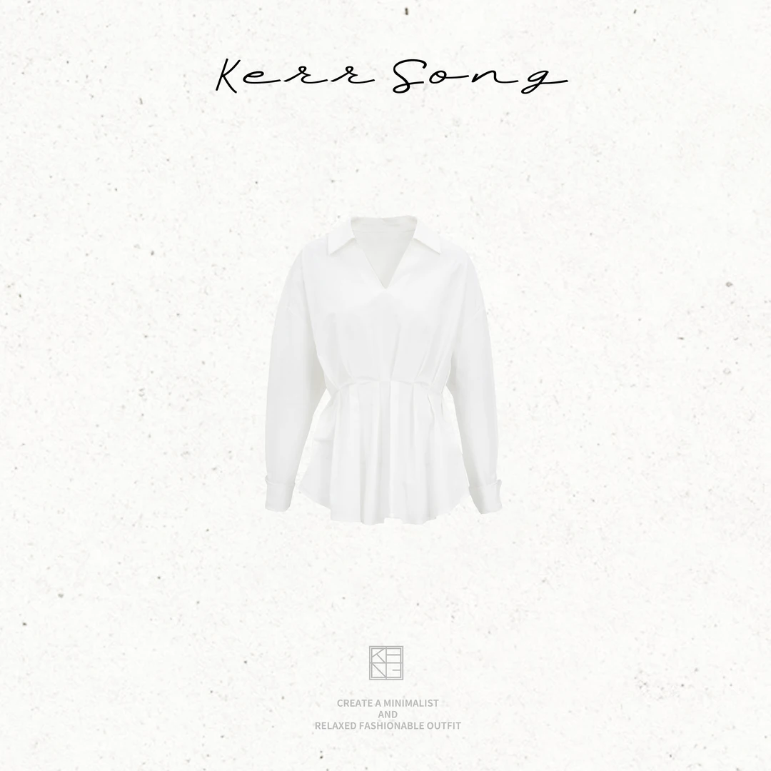 KERR SONG 有熳 |"风琴衬衫"压皱打揽收腰上衣#Z-2096