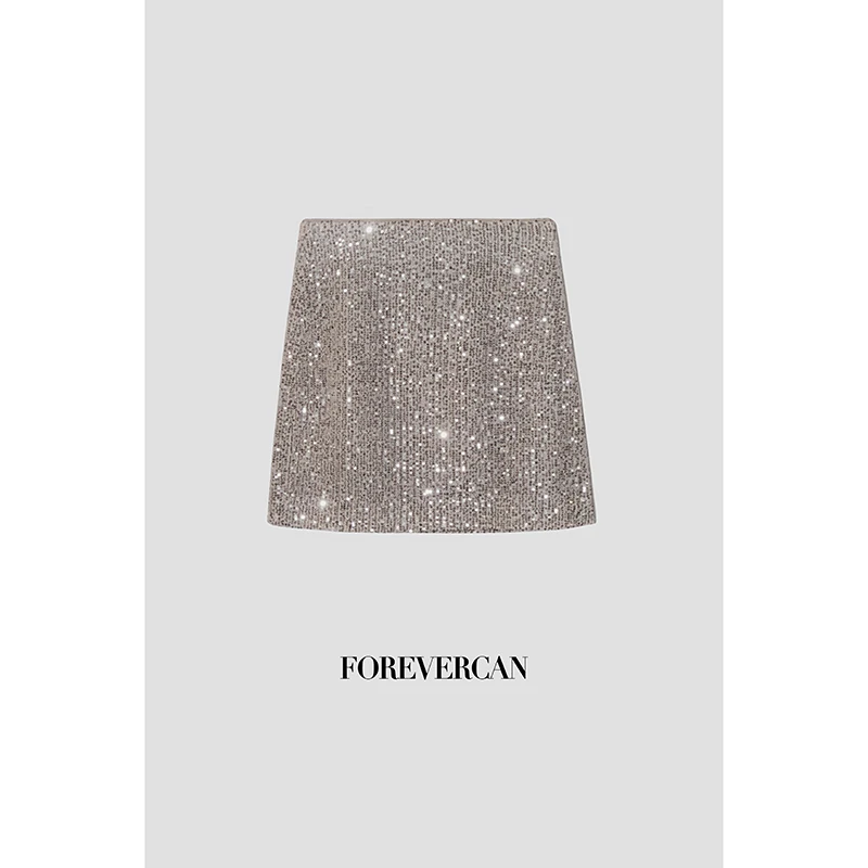 FOREVERCAN“流光星辰”LM亮片高腰包臀半身裙 SD18567