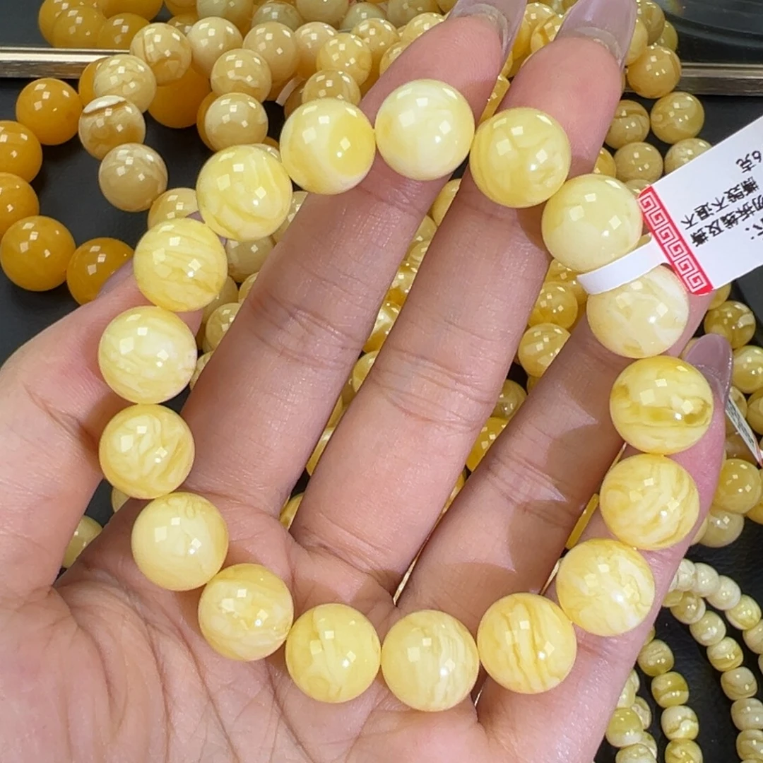 琥珀未镶嵌手链17.7白蜡妖花