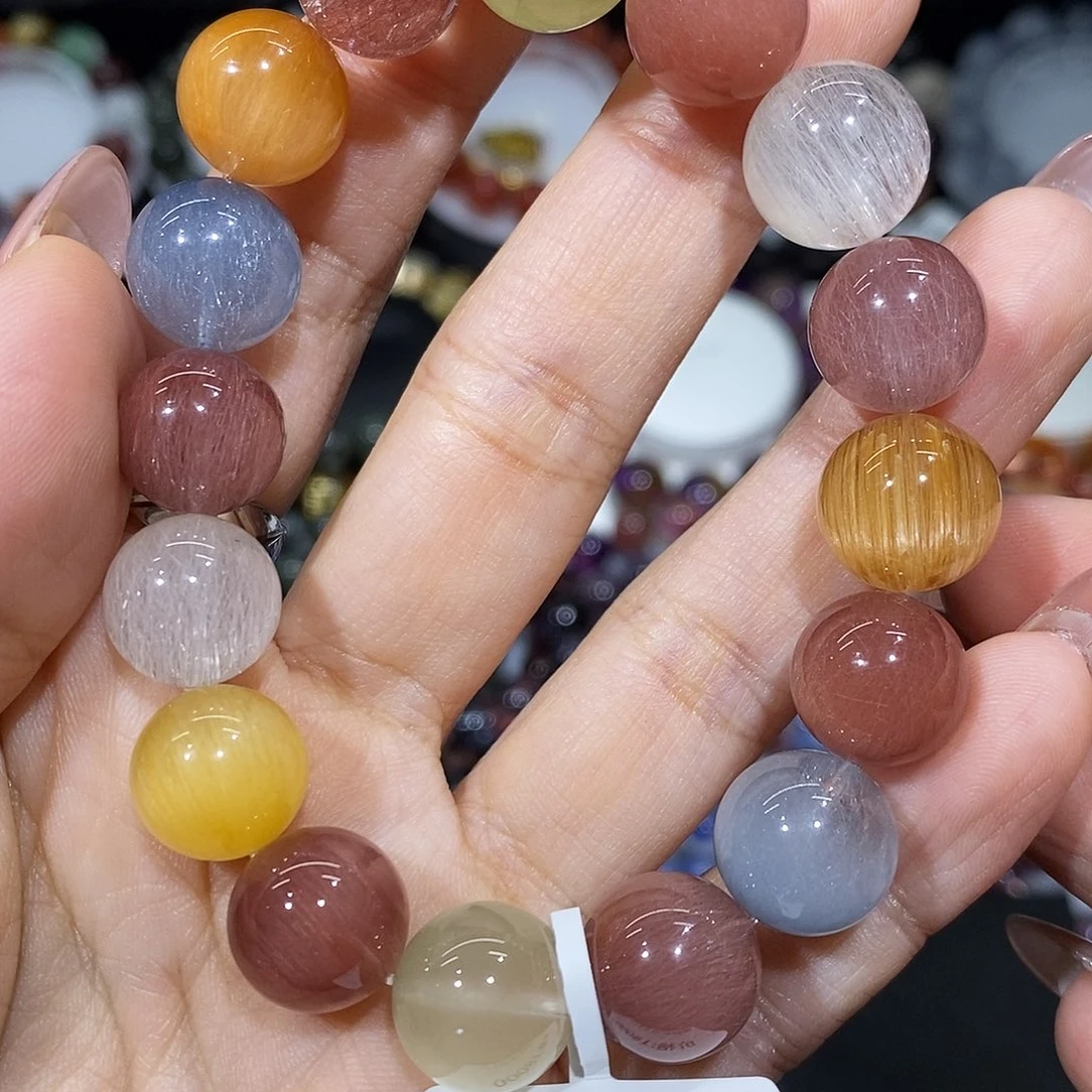 未镶嵌水晶手串彩兔毛12