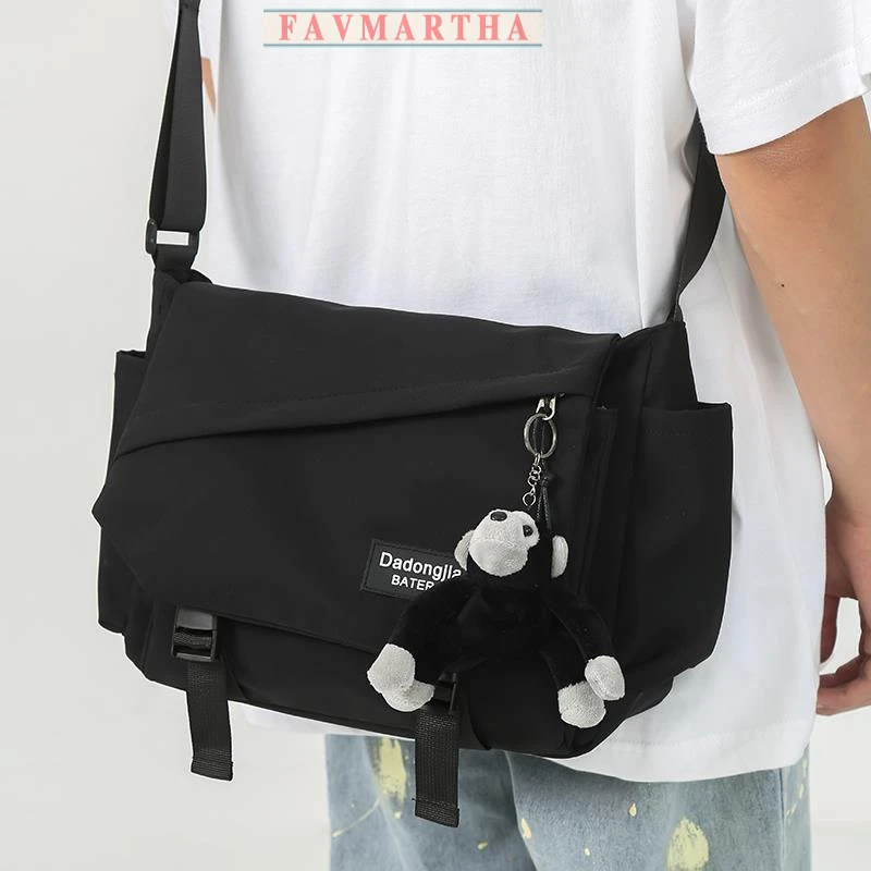 FAVMARTHA男士斜挎包机能工装日系休闲潮牌单肩包大容量背包男包
