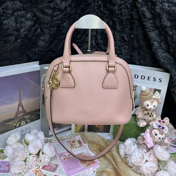 95新 GUCCI/古驰 古驰粉色贝壳包小号手提斜挎包