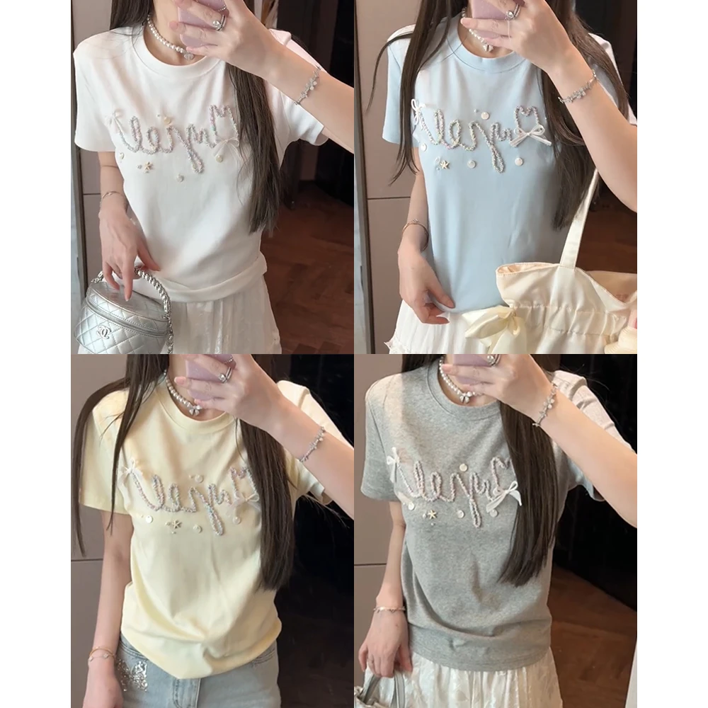 【mimius】&喵喵 韩系立体字母贝壳星星短袖 G02351