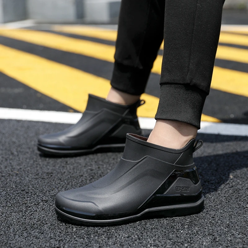 透气防滑防水耐磨厚底胶鞋水鞋雨鞋水鞋男款厨师鞋男士雨靴短筒