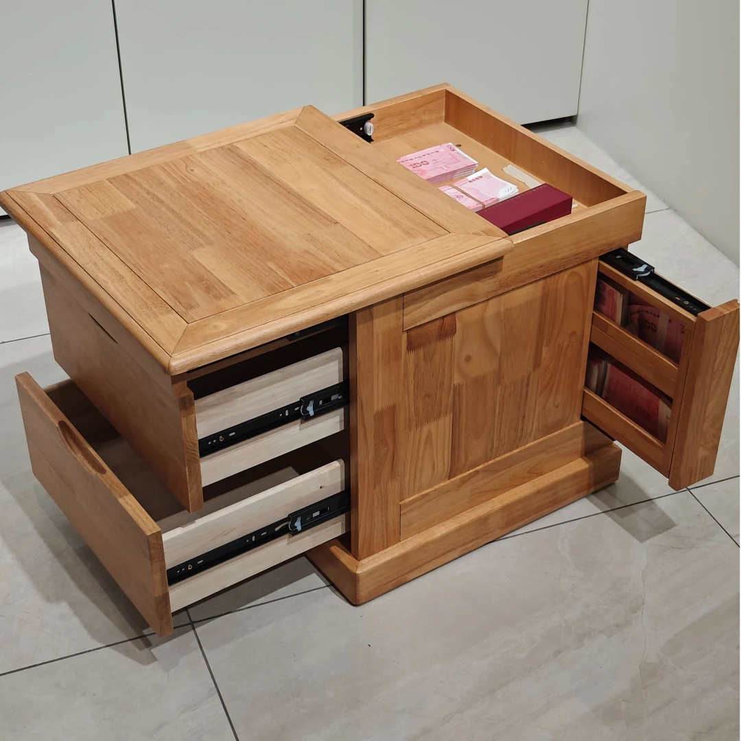 【T01 升级款-原木色】原木色实木双暗格双抽屉大容量设计床头柜